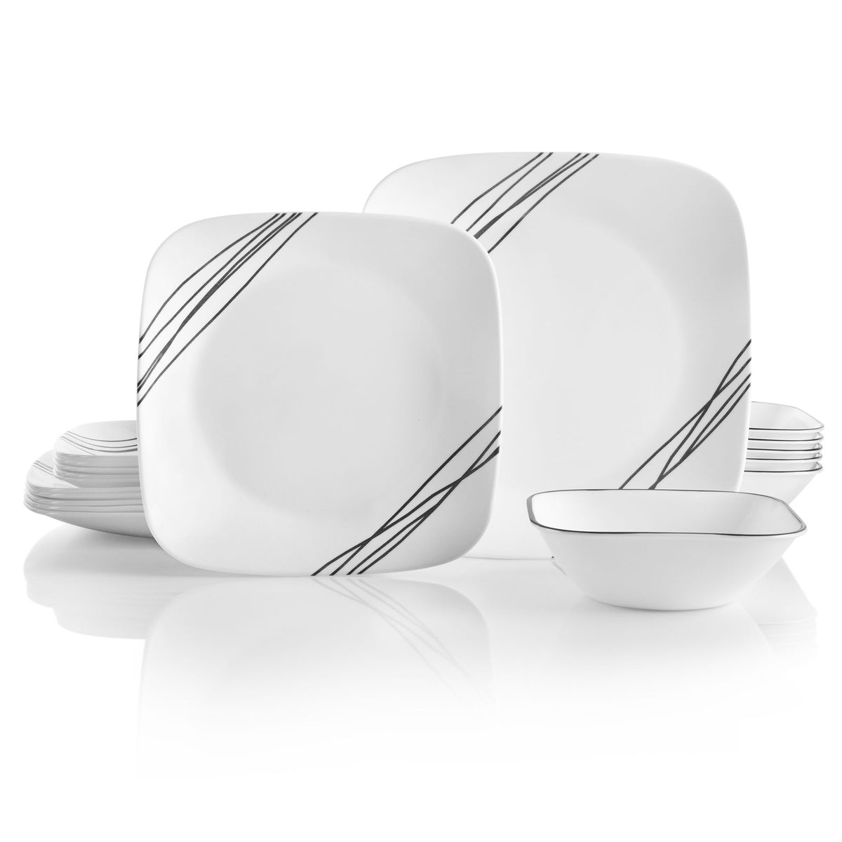 Corelle® Square Simple Sketch 18-piece Dinnerware Set, Service for 6 - Image 3